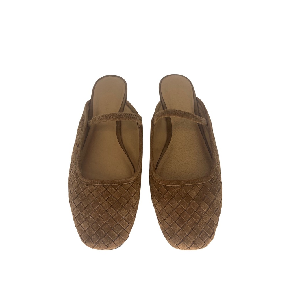 Madewell Greta Ballet Flat Mule Warm Hickory Woven Suede Leather Shoes Size 8 - Picture 6 of 14